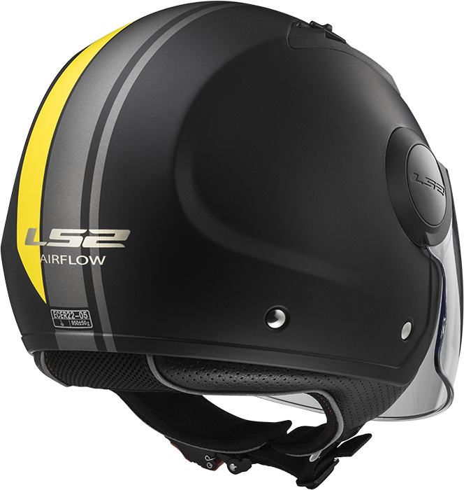 Jethelm LS2 Helmets 'Airflow Metropolis' in mat zwart met geel