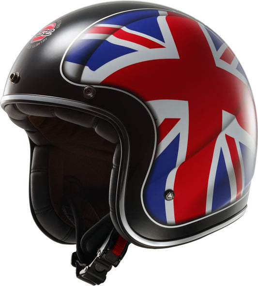 Jethelm LS2 Helmets 'Union Jack' in glans zwart met blauw en rood