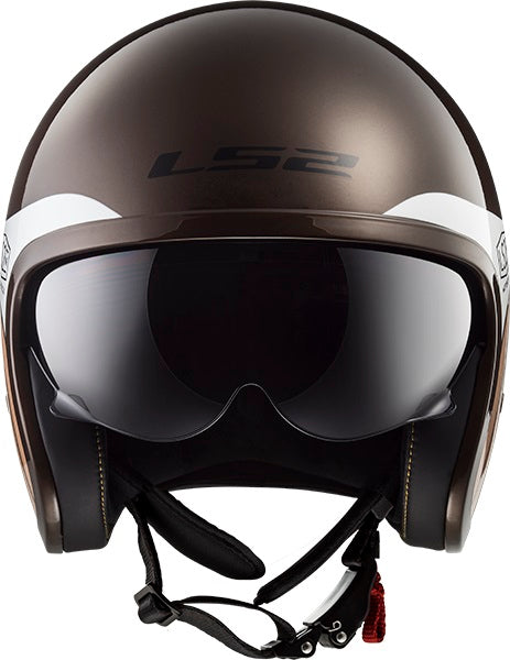 Jethelm LS2 Helmets 'Spitfire Sunrise' in glans bruin met wit
