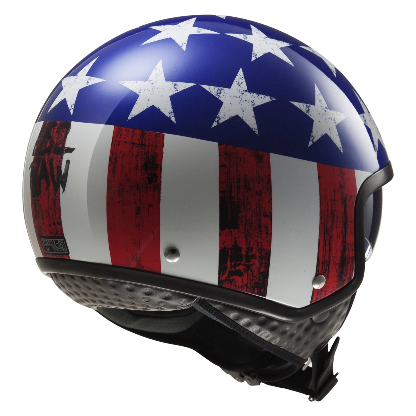 Jethelm LS2 Helmets 'Wave Raw' in glans blauw met rood en wit